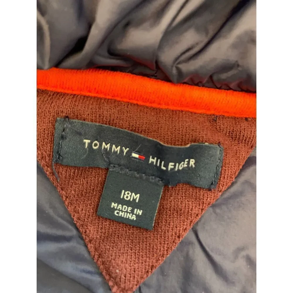 Tommy Hilfiger Jacket Toddler 18M Hooded Colorblock Nylon Spell Out Youth Fleece